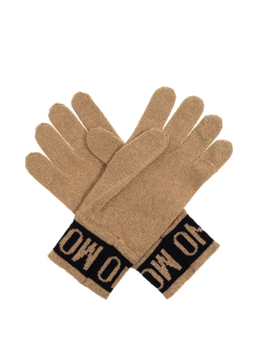 Moschino Logo-intarsia Gloves In Brown