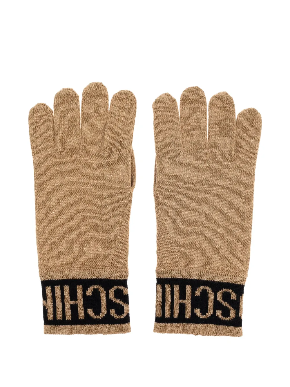Moschino logo-intarsia gloves | Brown | Image 1