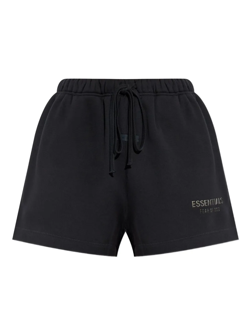 Essentials Drawstring-waist Logo Shorts In Black