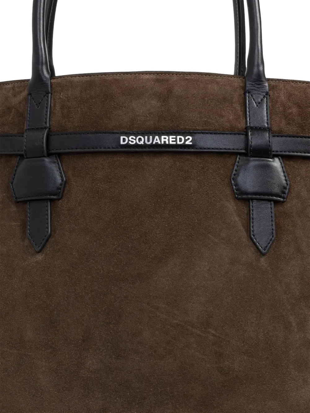 Dsquared2 Twin Leather-trimmed Suede Shoulder Bag In Brown