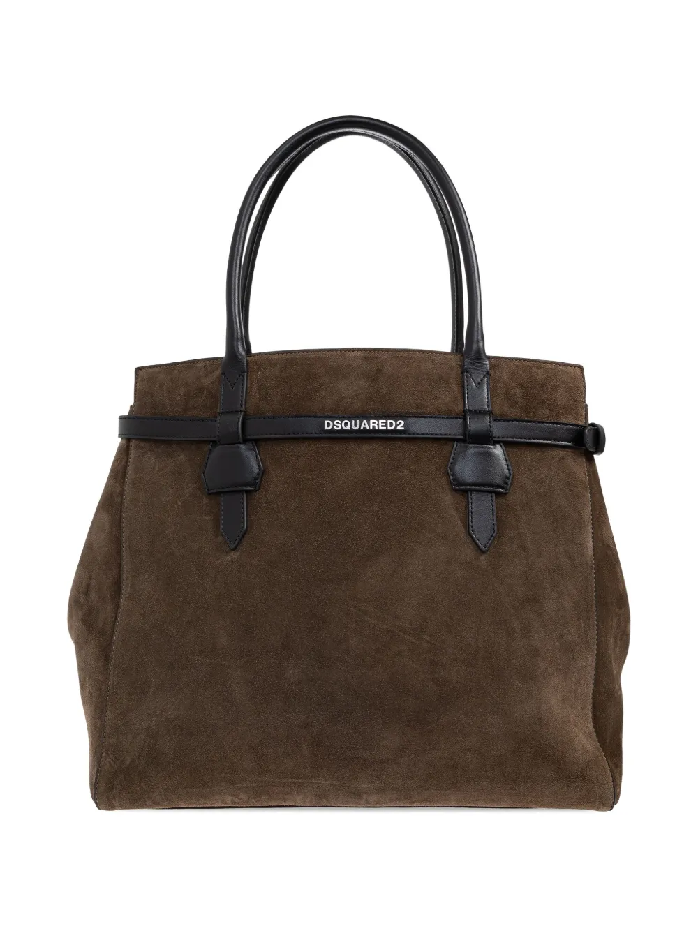 Dsquared2 Twin Leather-trimmed Suede Shoulder Bag In Brown