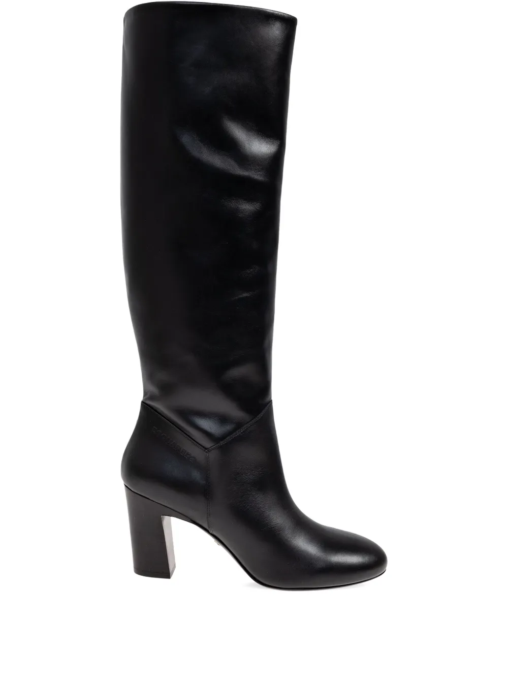 Dsquared2 85mm Twin Leather Block-heel Knee-high Boots In Black