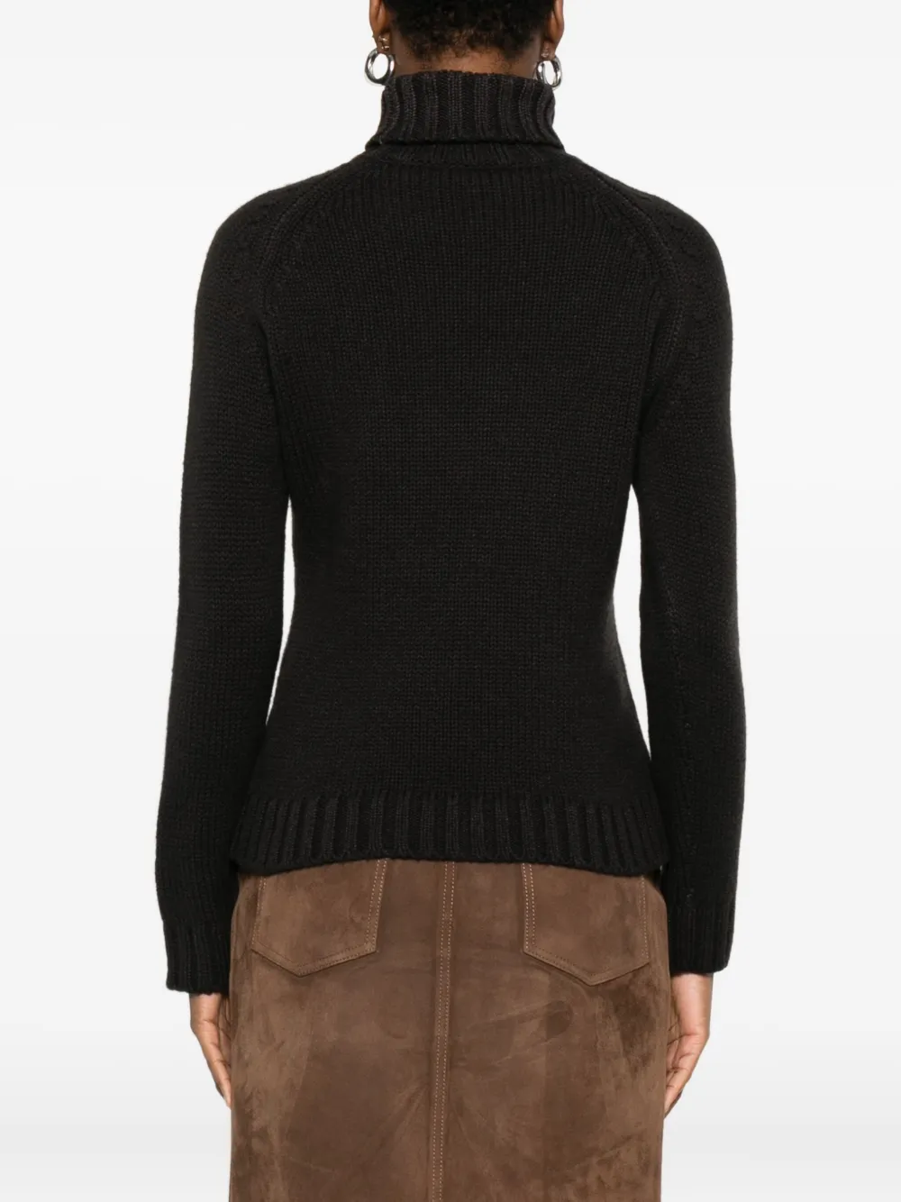 Base Turtleneck Ribbed Sweater In Black