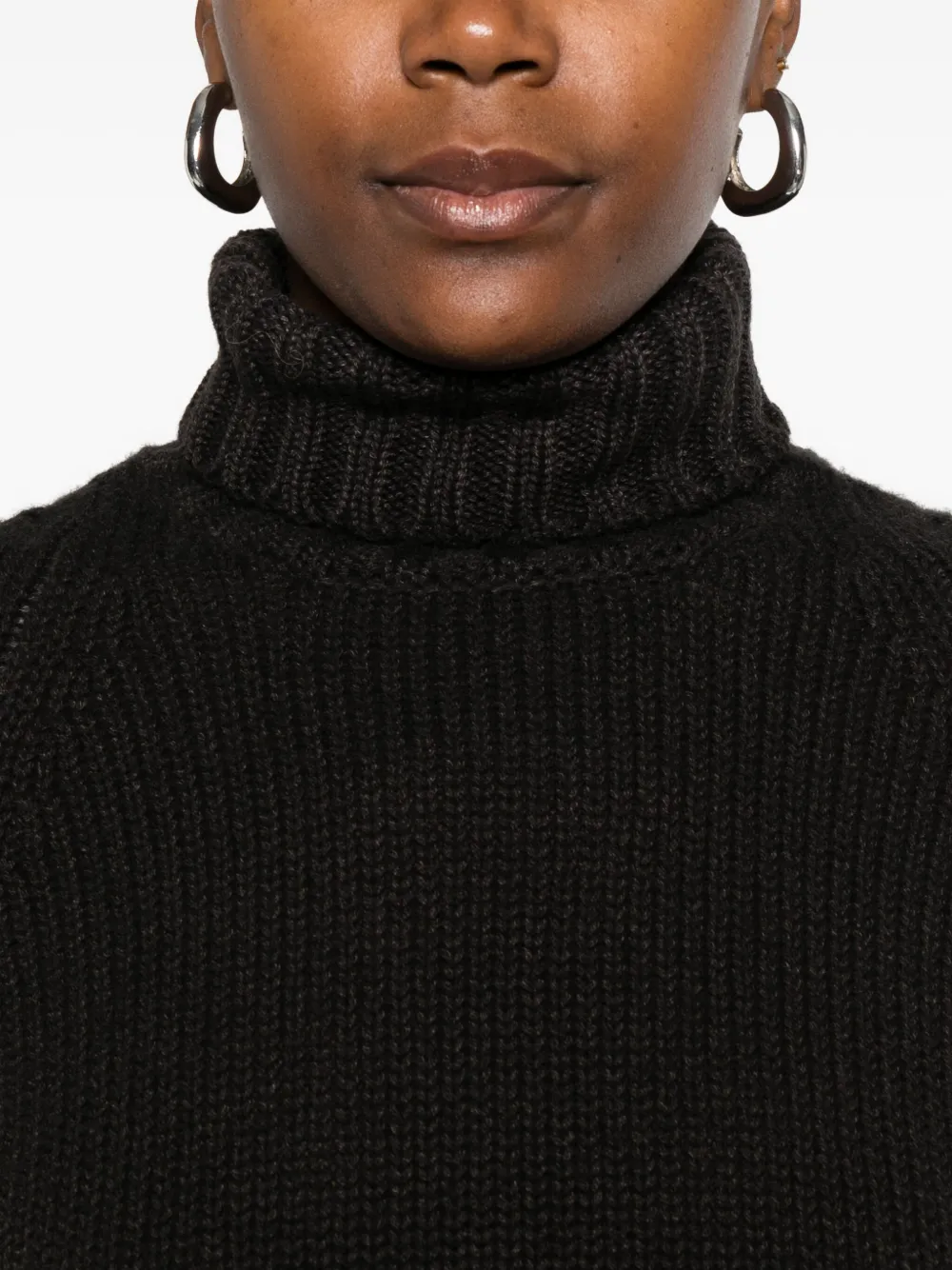Base Turtleneck Ribbed Sweater In Black