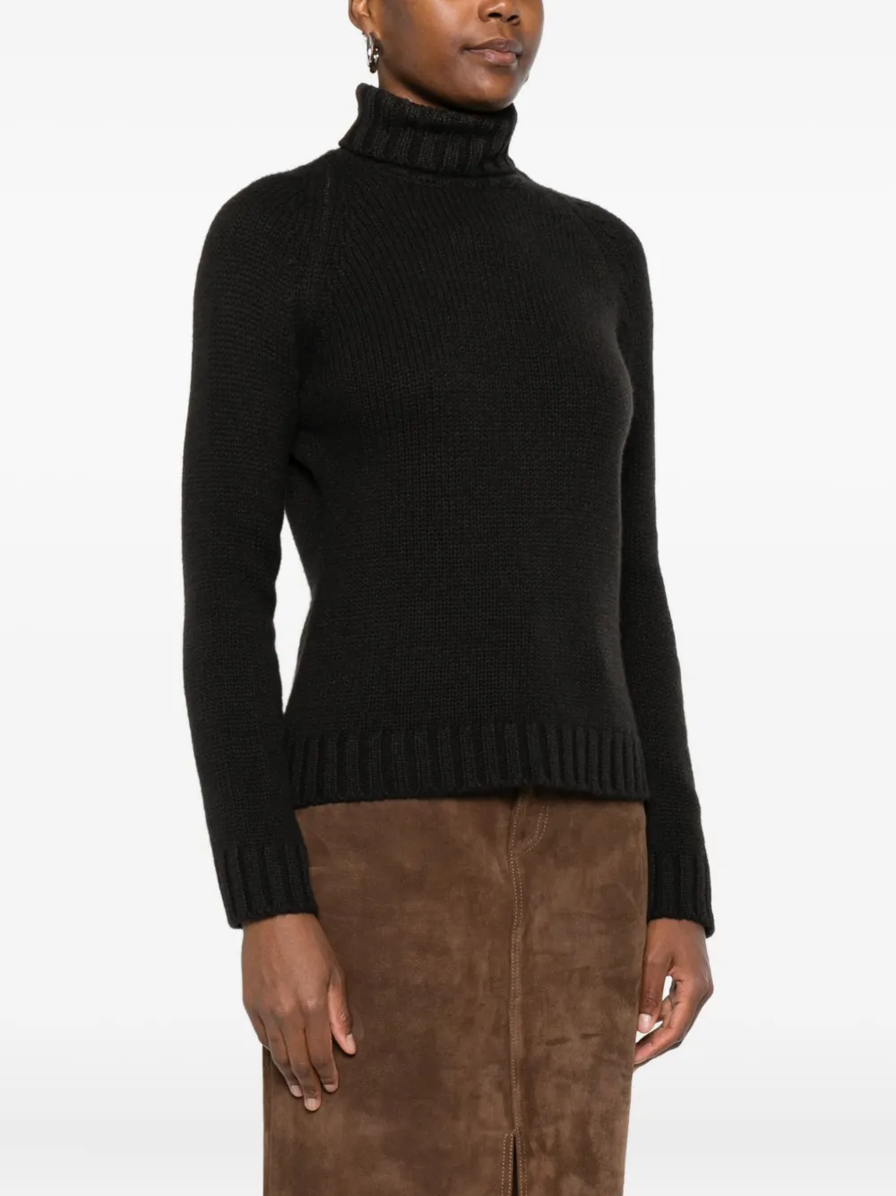Base Turtleneck Ribbed Sweater In Black