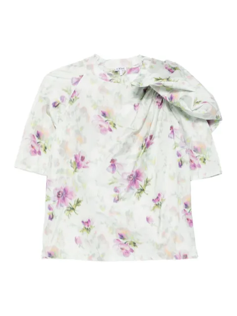 LOEWE blusa drapeada con estampado floral 