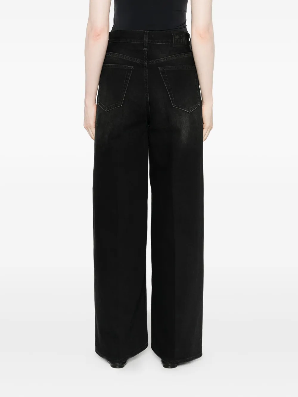 Totême High Waist Wide Leg Denim Trousers In Black
