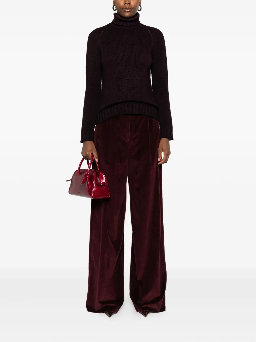 Base Turtleneck Ribbed Sweater In Brown