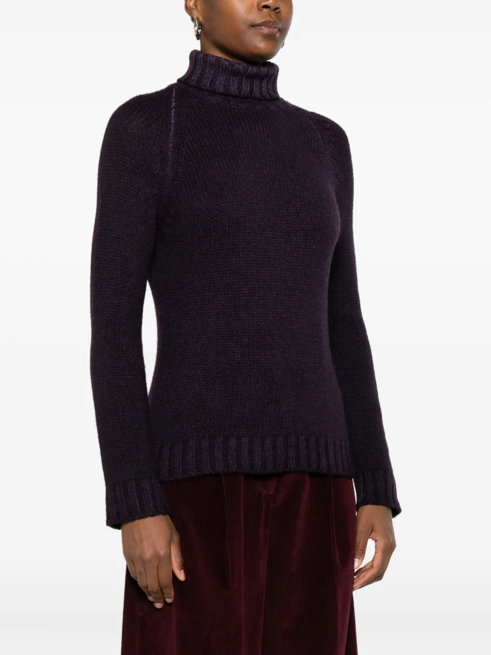 Base Purple Wool Turtle-neck Jumper In Purple