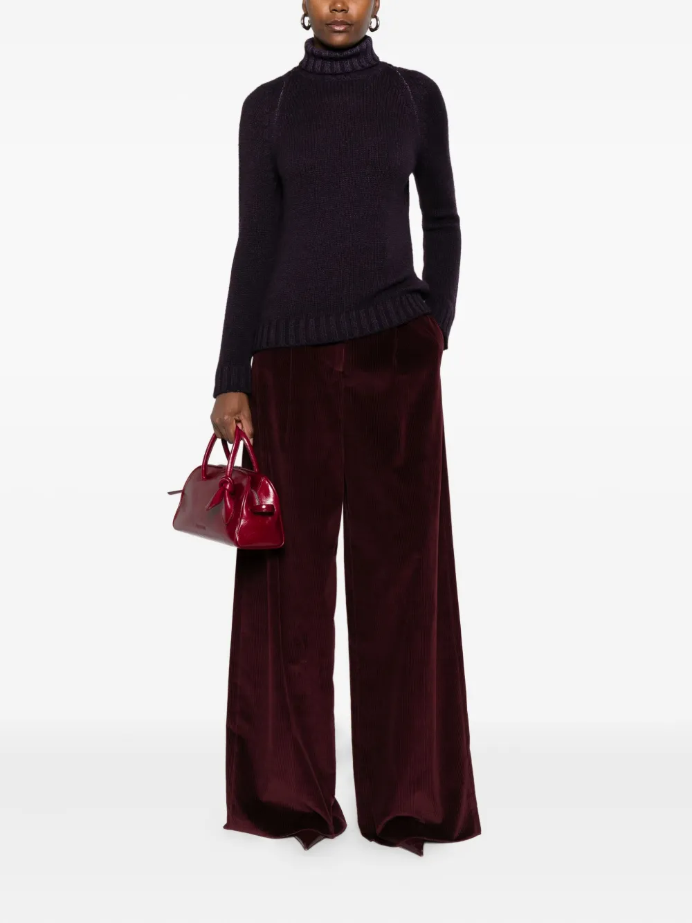 Base Purple Wool Turtle-neck Jumper In Purple