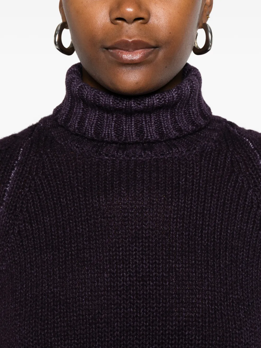 Base Purple Wool Turtle-neck Jumper In Purple