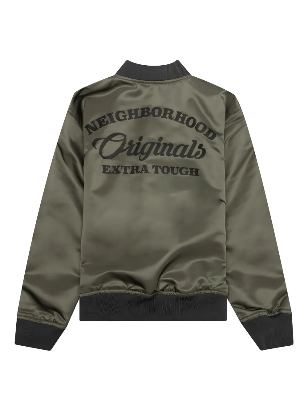 Neighborhood Satin Bomber Jacket In Green