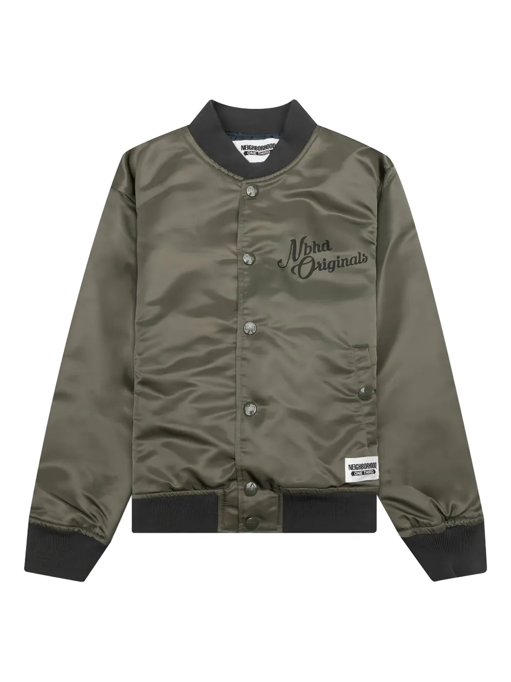 Neighborhood Satin Bomber Jacket In Green