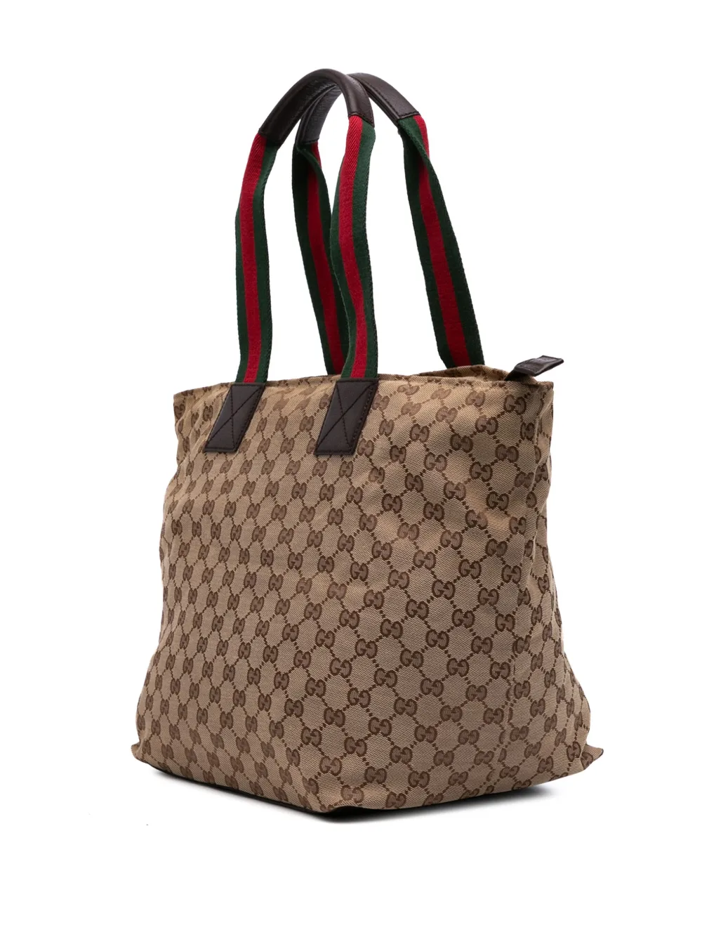 Pre-owned Gucci 2016-2025 Gg Canvas Web Tote Bag In Brown