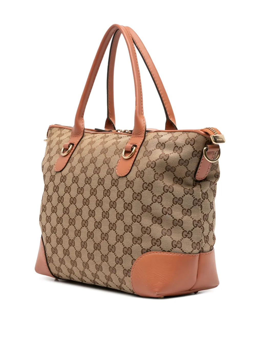 Pre-owned Gucci 2016-2025 Gg Canvas Heart Bit Satchel In Brown