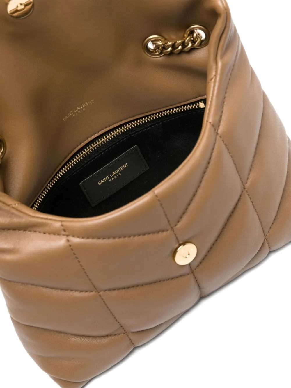  Saint Laurent Loulou Puffer Quilted Shoulder Bag - Brown 