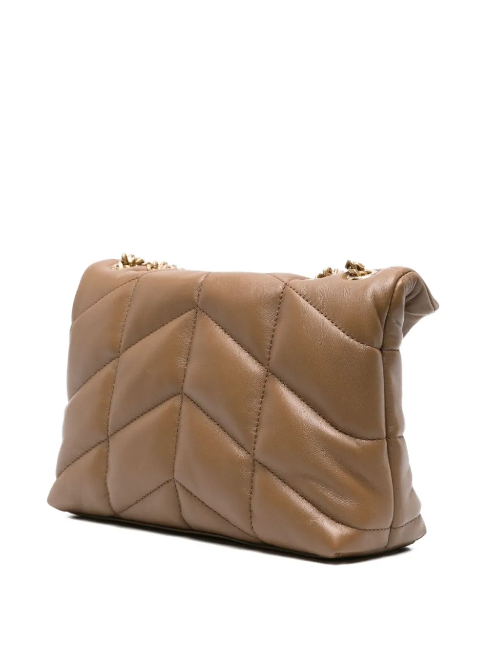  Saint Laurent Loulou Puffer Quilted Shoulder Bag - Brown 
