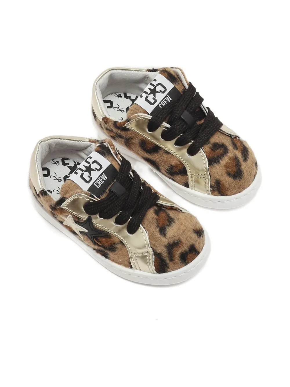 2 Star Kids leopard-print star-patch sneakers Brown