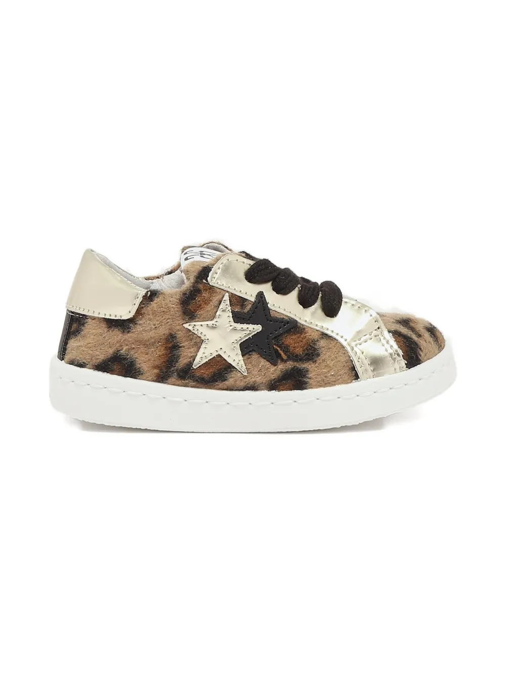 2 Star Kids Sneakers met luipaardprint en sterpatch Bruin
