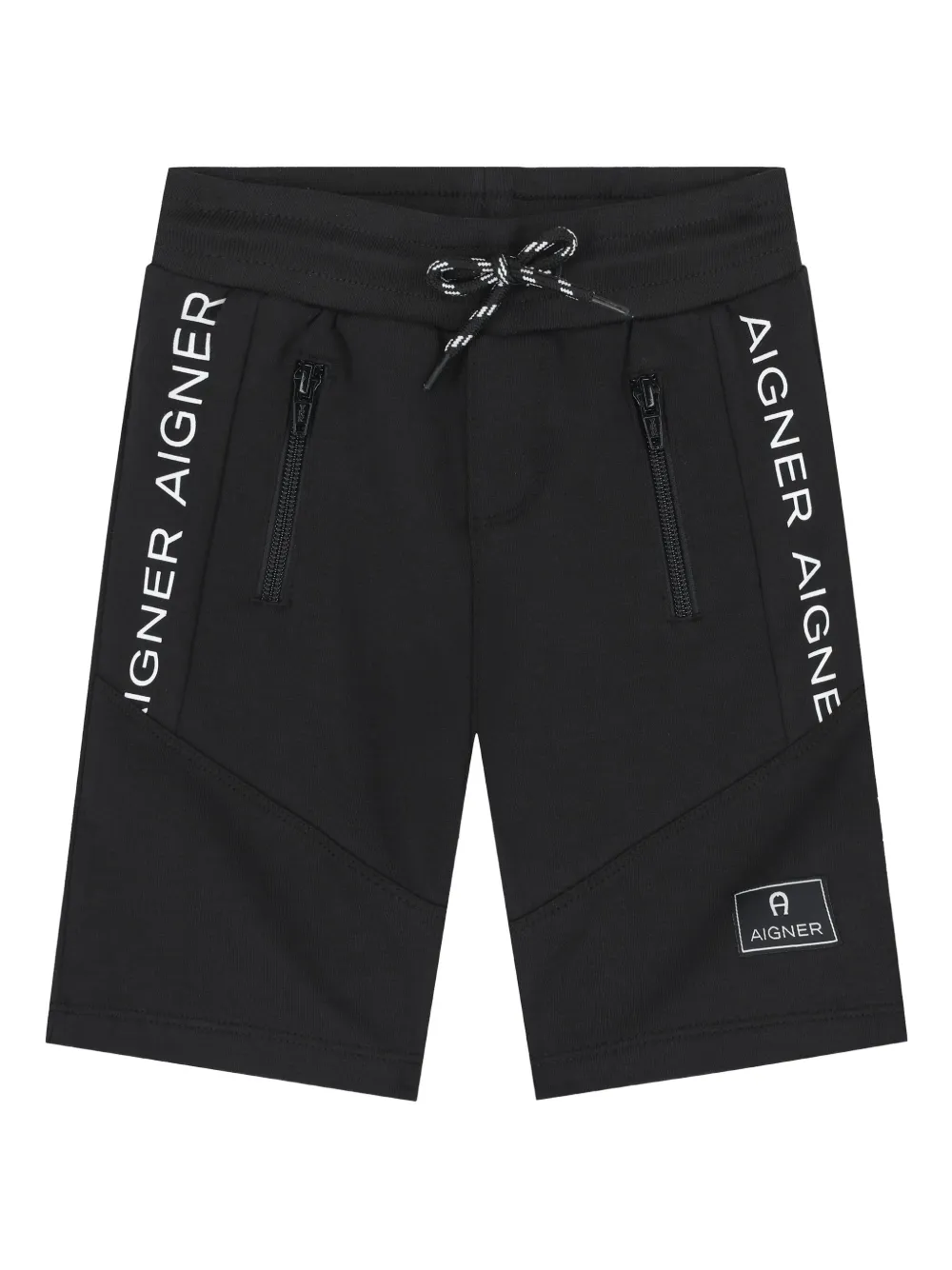 Aigner Kids logo-patch panelled shorts | Black | Image 1