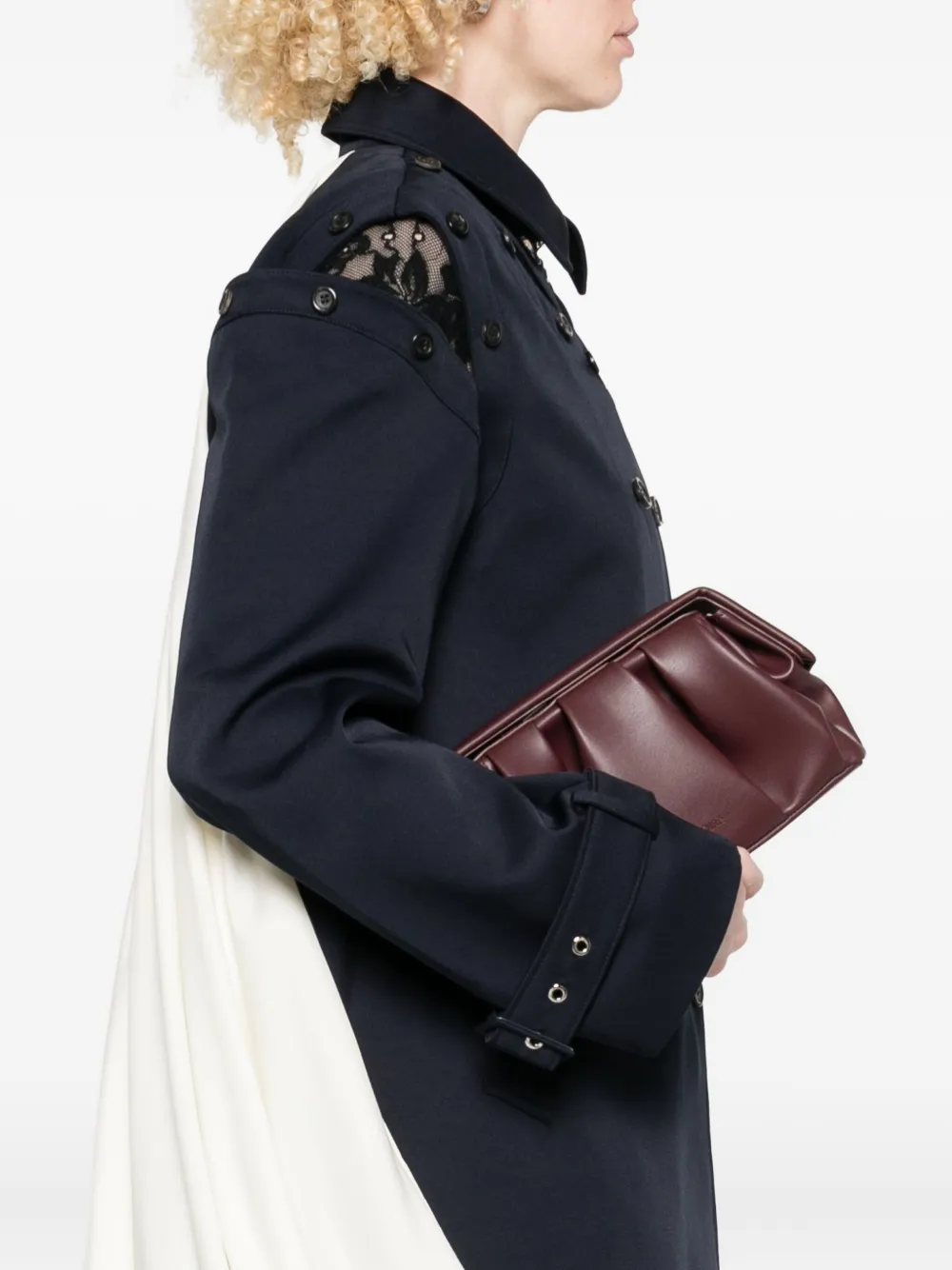 Themoirè pleated flap cluch bag - Rood