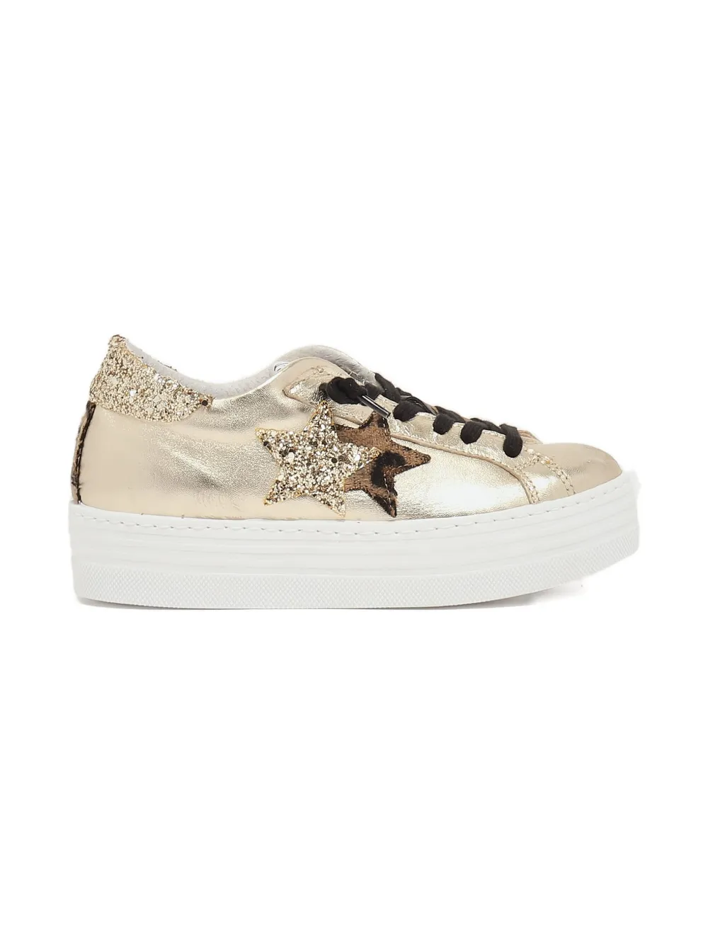 2 Star Kids Sneakers met ster met glitters Goud