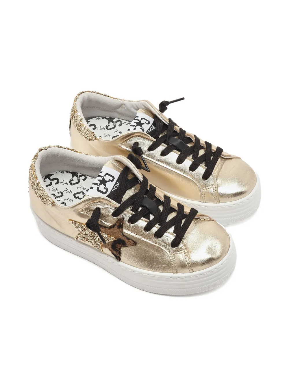2 Star Kids Sneakers met ster met glitters Goud