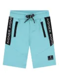 Aigner Kids logo-patch panelled shorts - Blue