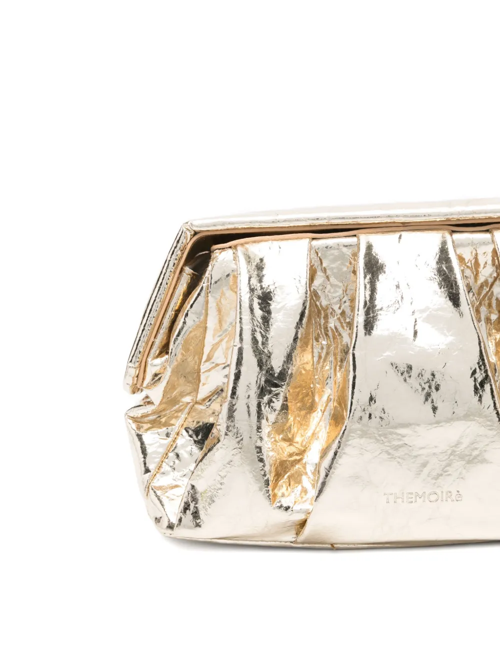 Themoirè Pleated-metallic Clutch Bag In Gold