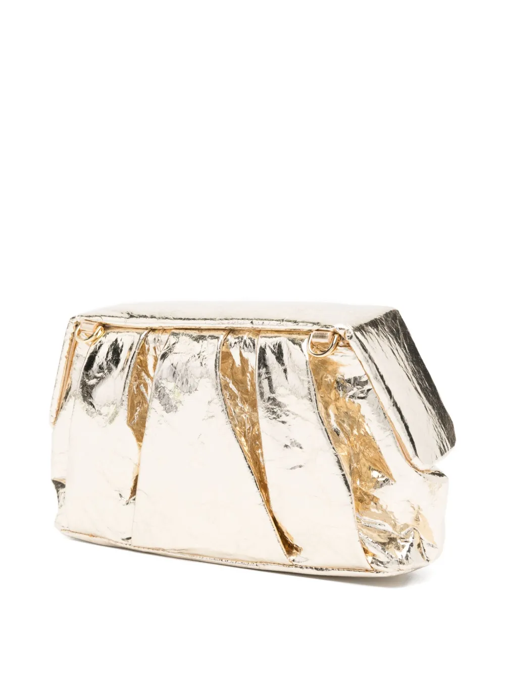 Themoirè Pleated-metallic Clutch Bag In Gold