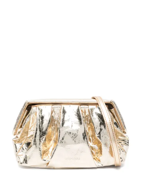 Themoirè pleated-metallic clutch bag