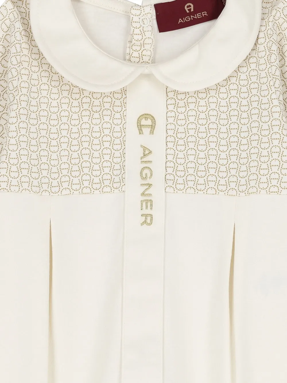 Aigner Logo-pattern Peter Pan-collar Babygrow In Neutral
