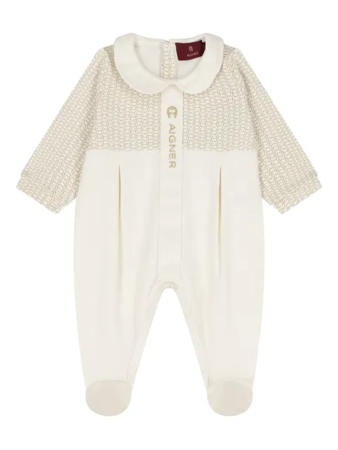 Aigner Kids logo-pattern Peter Pan-collar babygrow
