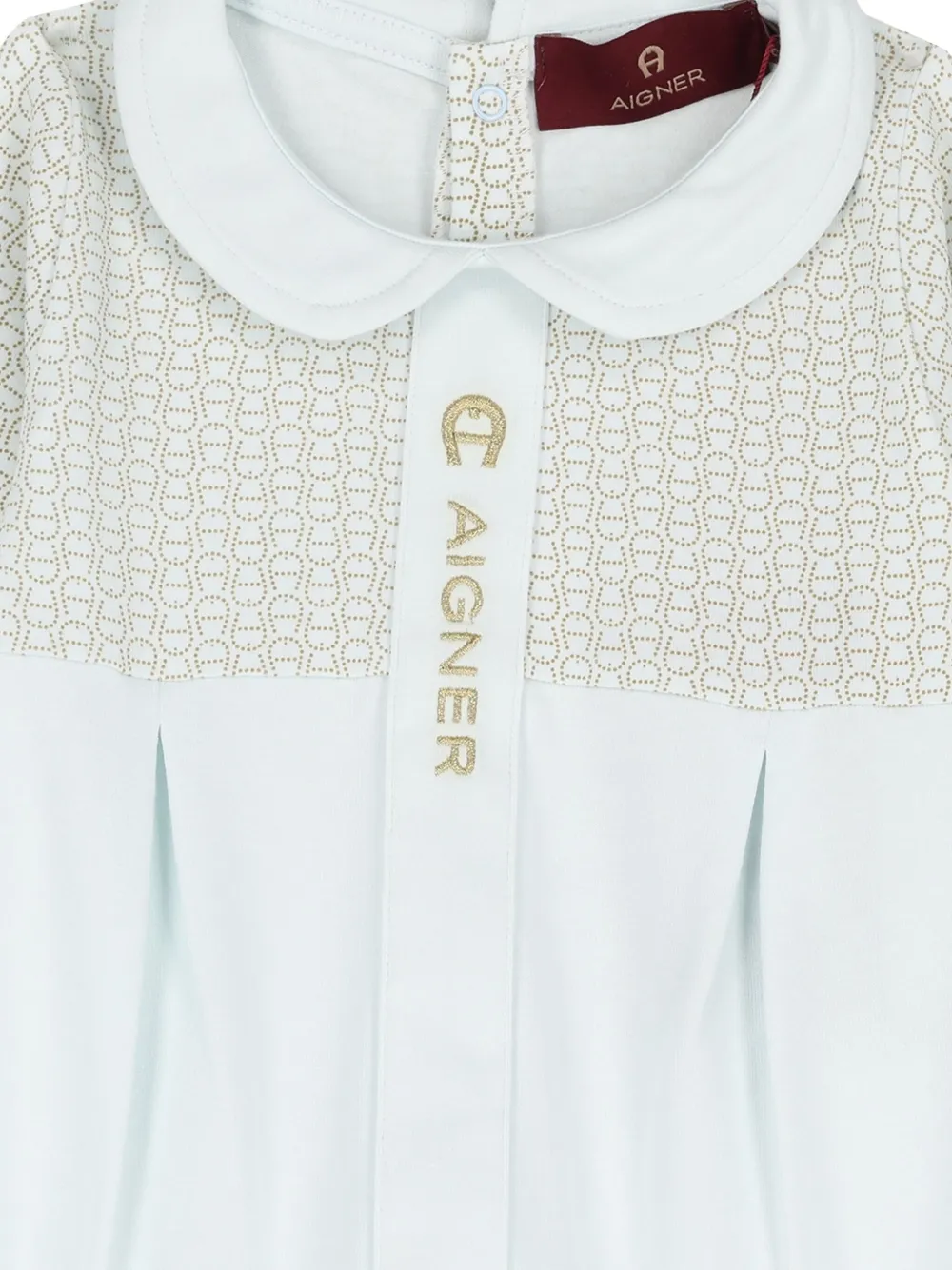 Aigner Logo-pattern Peter Pan-collar Babygrow In Blue