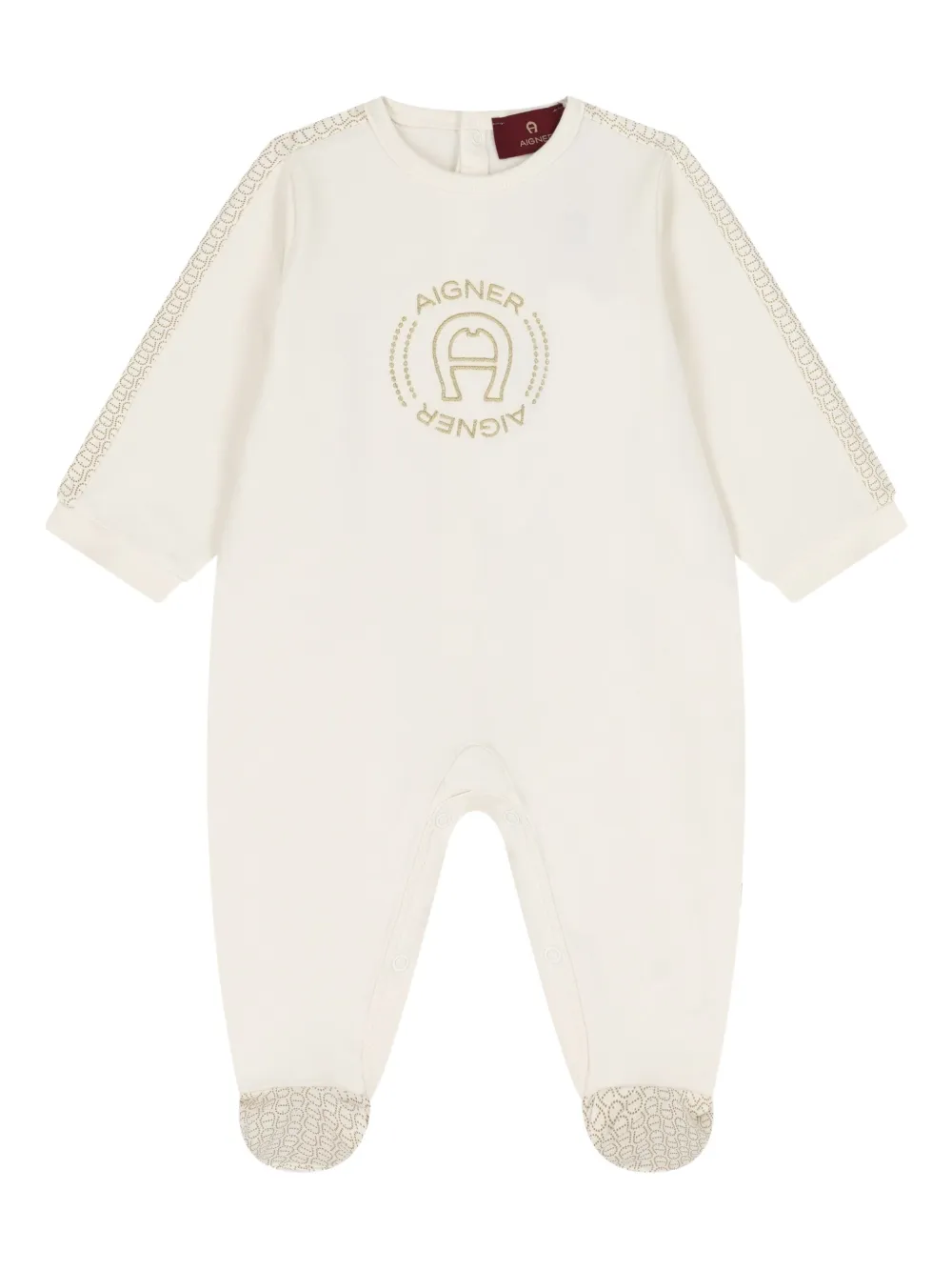 Aigner Kids embroidered-logo babygrow | Neutrals | Image 1