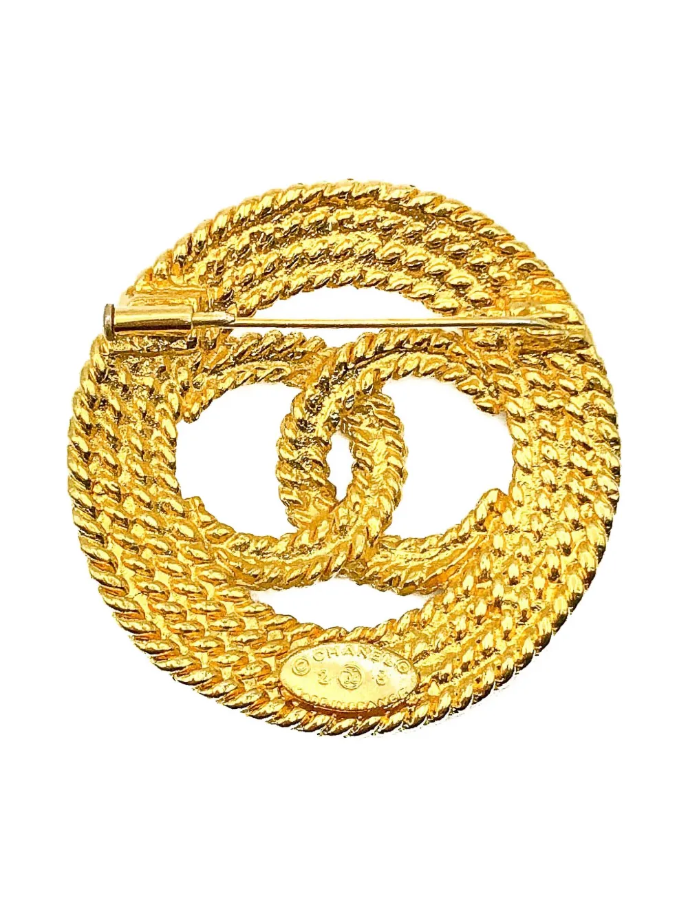 CHANEL Pre-Owned 1989 interlocking CC logo brooch - Oro