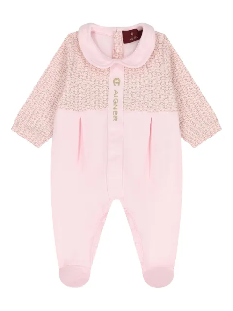 Aigner Kids logo-pattern Peter Pan-collar babygrow