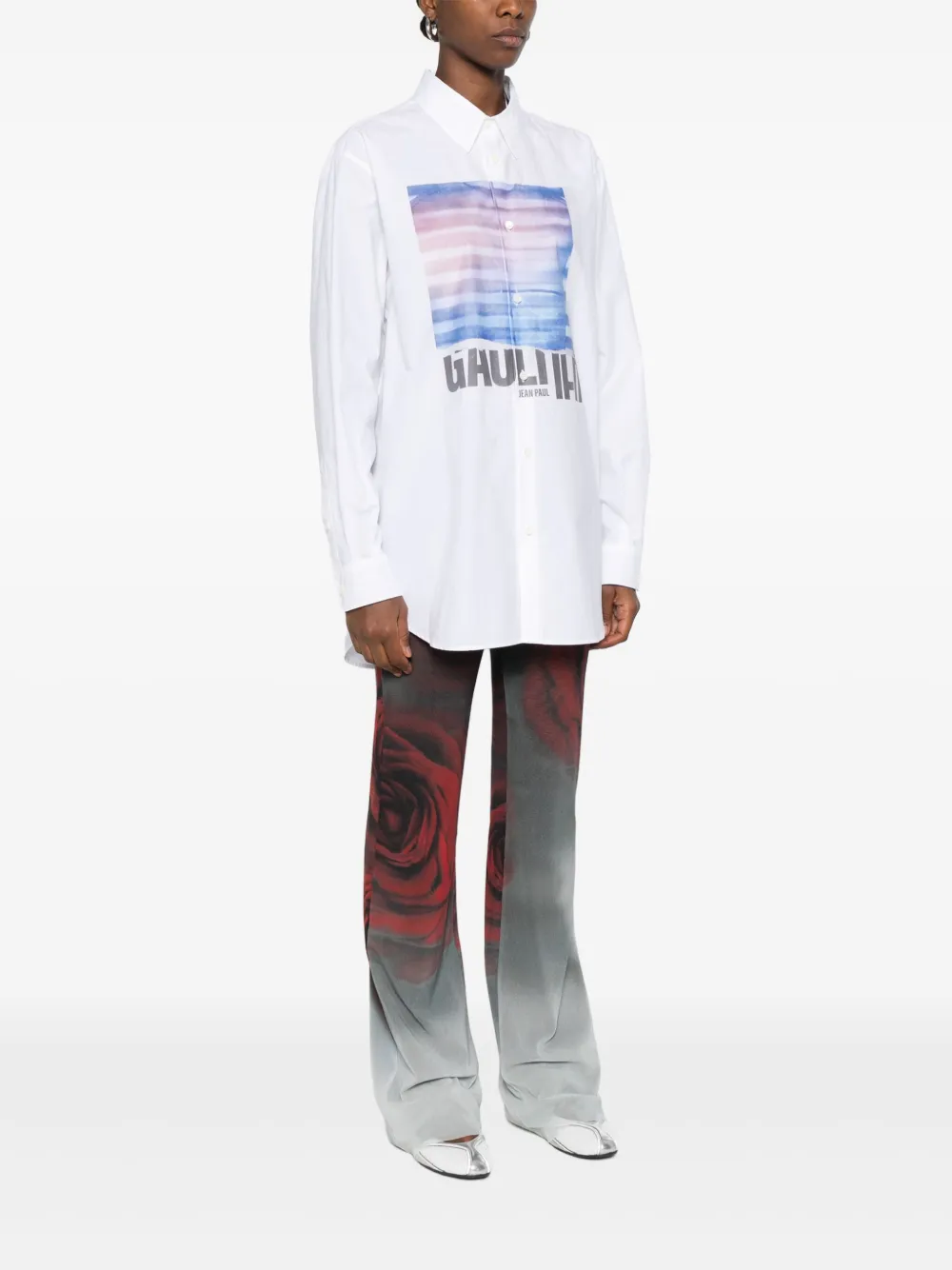 Jean Paul Gaultier Graphic-print Shirt In White