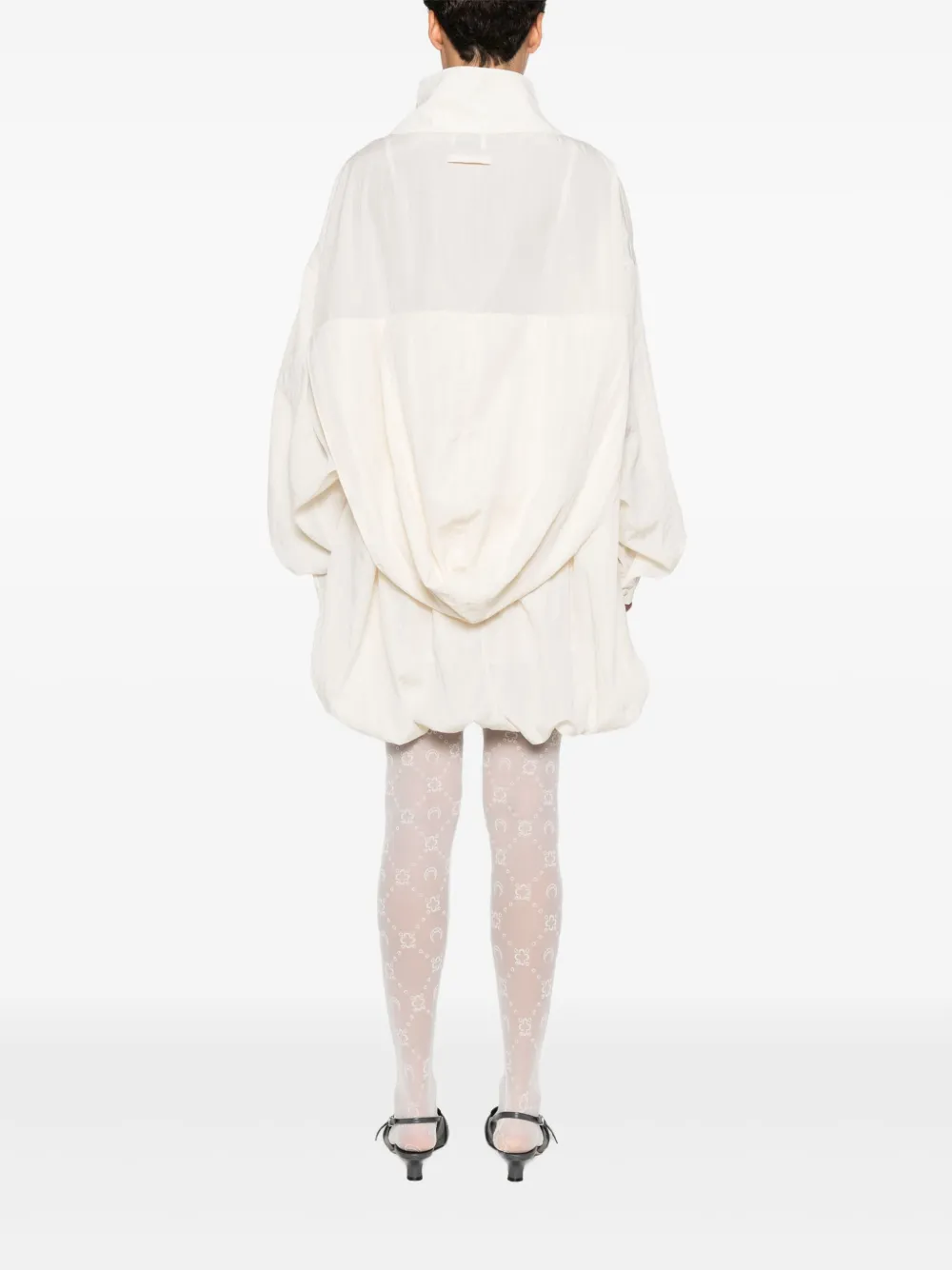 Jean Paul Gaultier High-neck Pleated Top In White