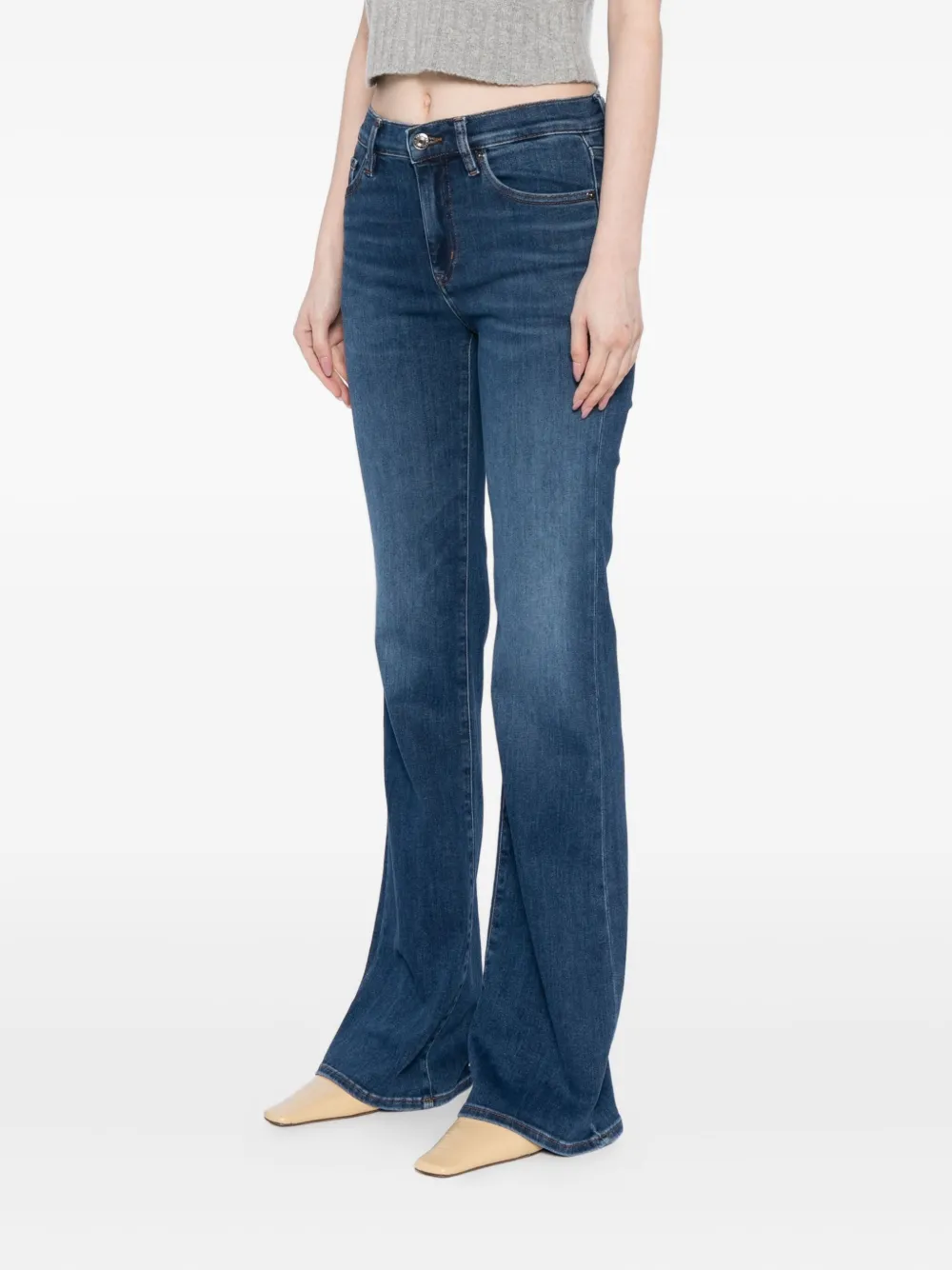 Frame Le Palazzo Crop Wide Leg Jeans In Mermaid In Blue