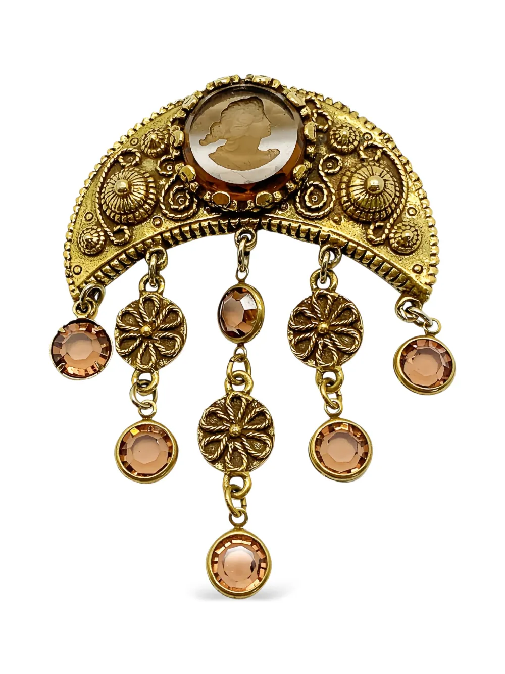 Jennifer Gibson Jewellery Spilla Goldette Intaglio Crescent anni '60 - Oro