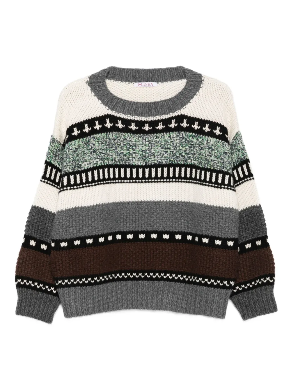 Liska ストライプ ニットトップ - グレー Liska ストライプ ニットトップ - グレー