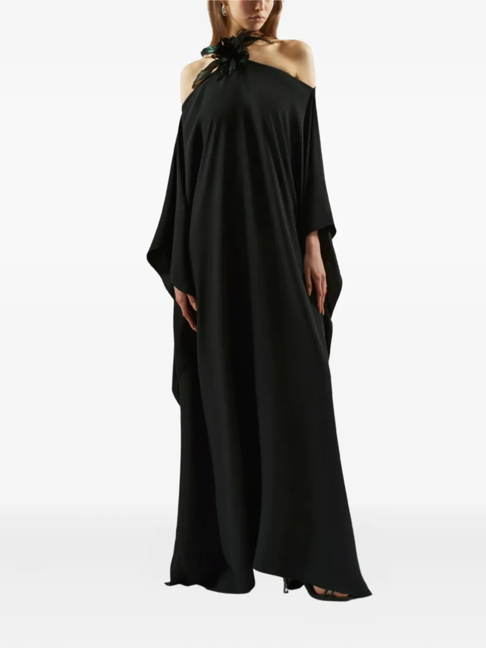 Taller Marmo Sza Sza floral-appliqué kaftan - Zwart