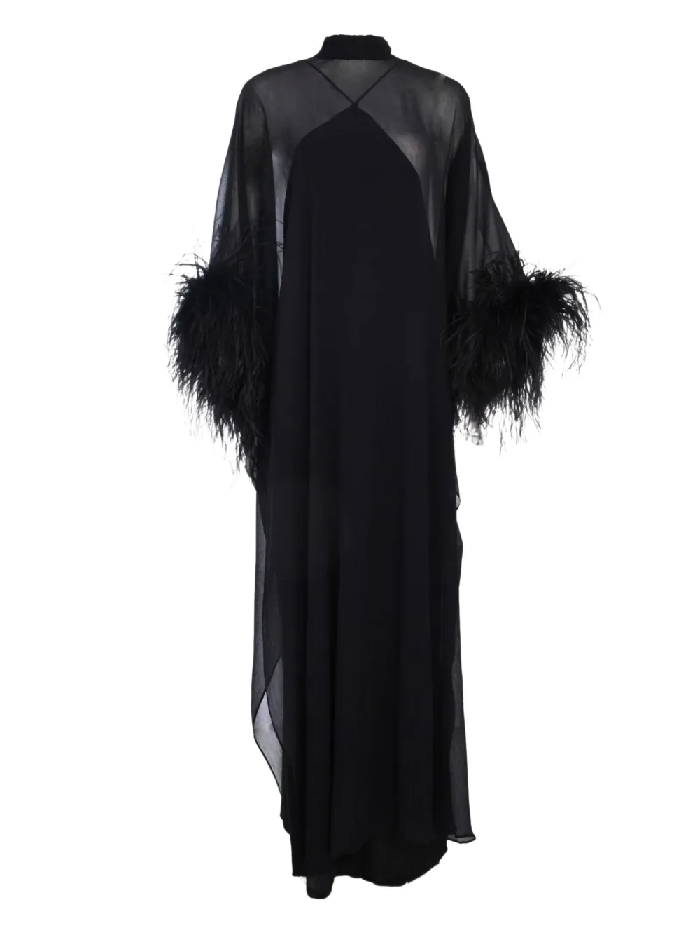 Taller Marmo feather-trim kaftan | Black | Image 1
