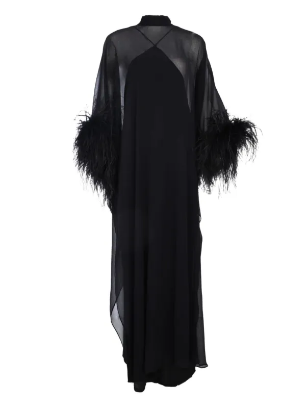 Taller Marmo Feather-trim Kaftan in Black