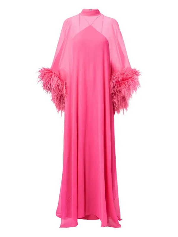 Taller Marmo Feather-trim Tunic in Pink