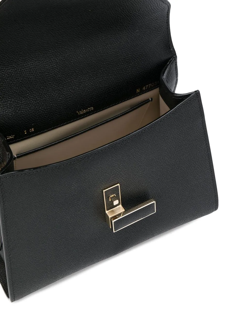 Valextra Small Leather-coated Clasp Tote Bag In Black
