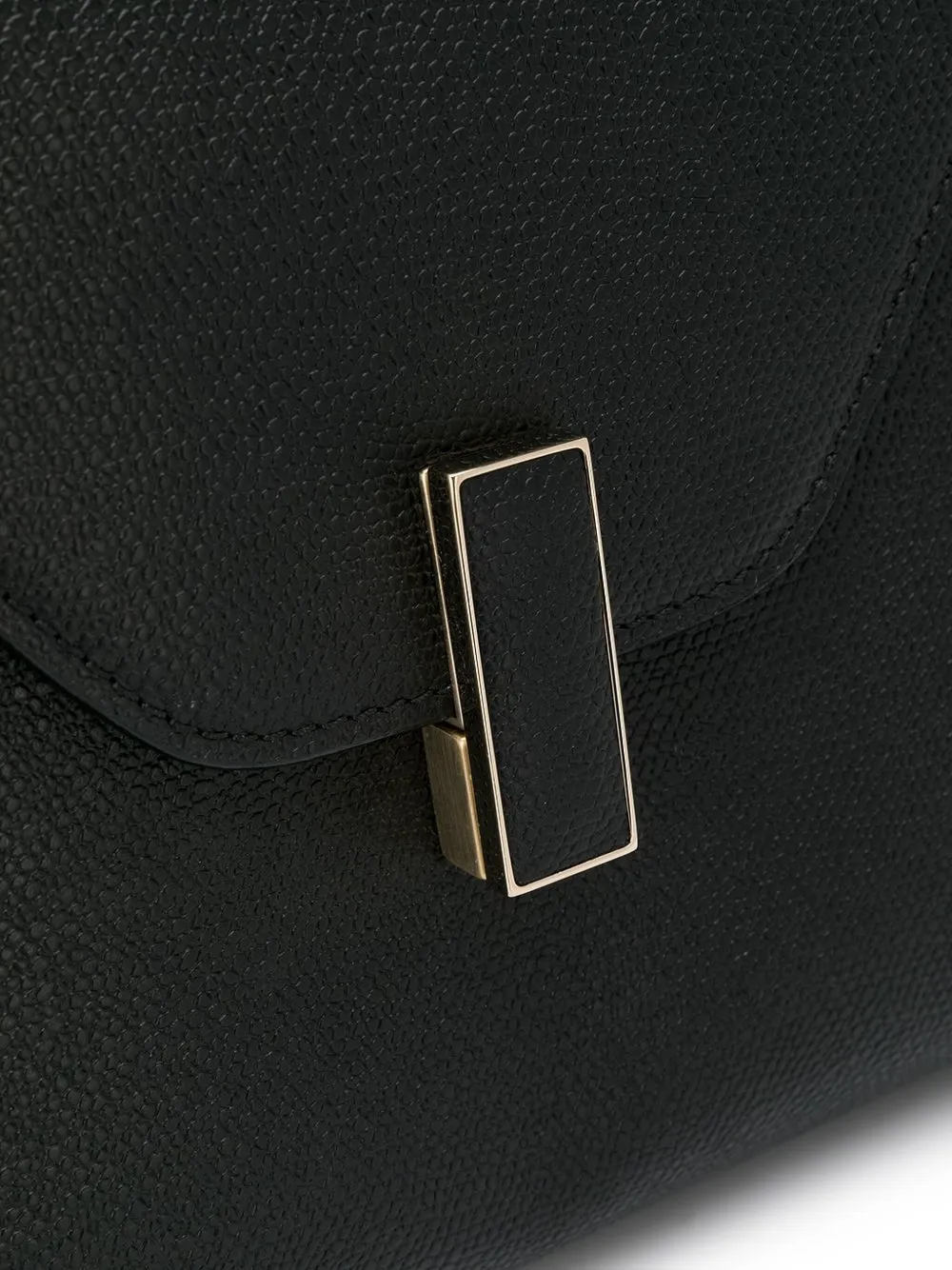 Valextra Small Leather-coated Clasp Tote Bag In Black