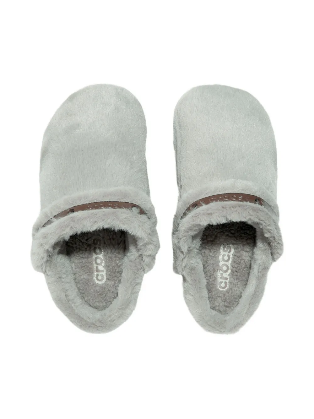 Crocs Kids Cozzzy slippers met bandje van imitatiebont Grijs