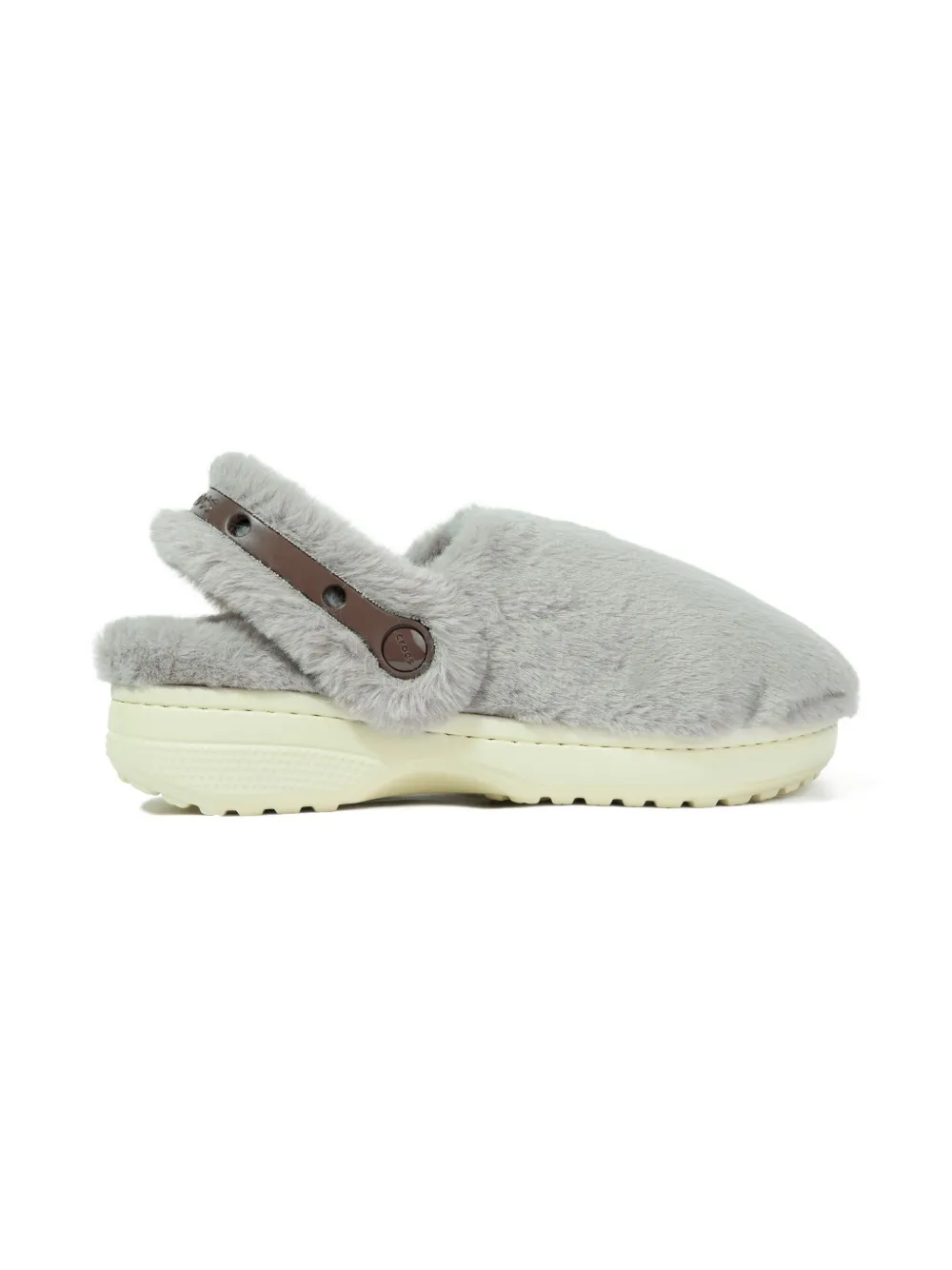 Crocs Kids Cozzzy faux-fur strap slippers - グレー Crocs Kids Cozzzy faux-fur strap slippers - グレー
